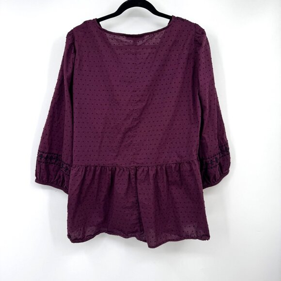 Lane Bryant Womens Plum Peasant Tunic Top V-Neck Embroidered Size 16 100% Cotton - Picture 6 of 8